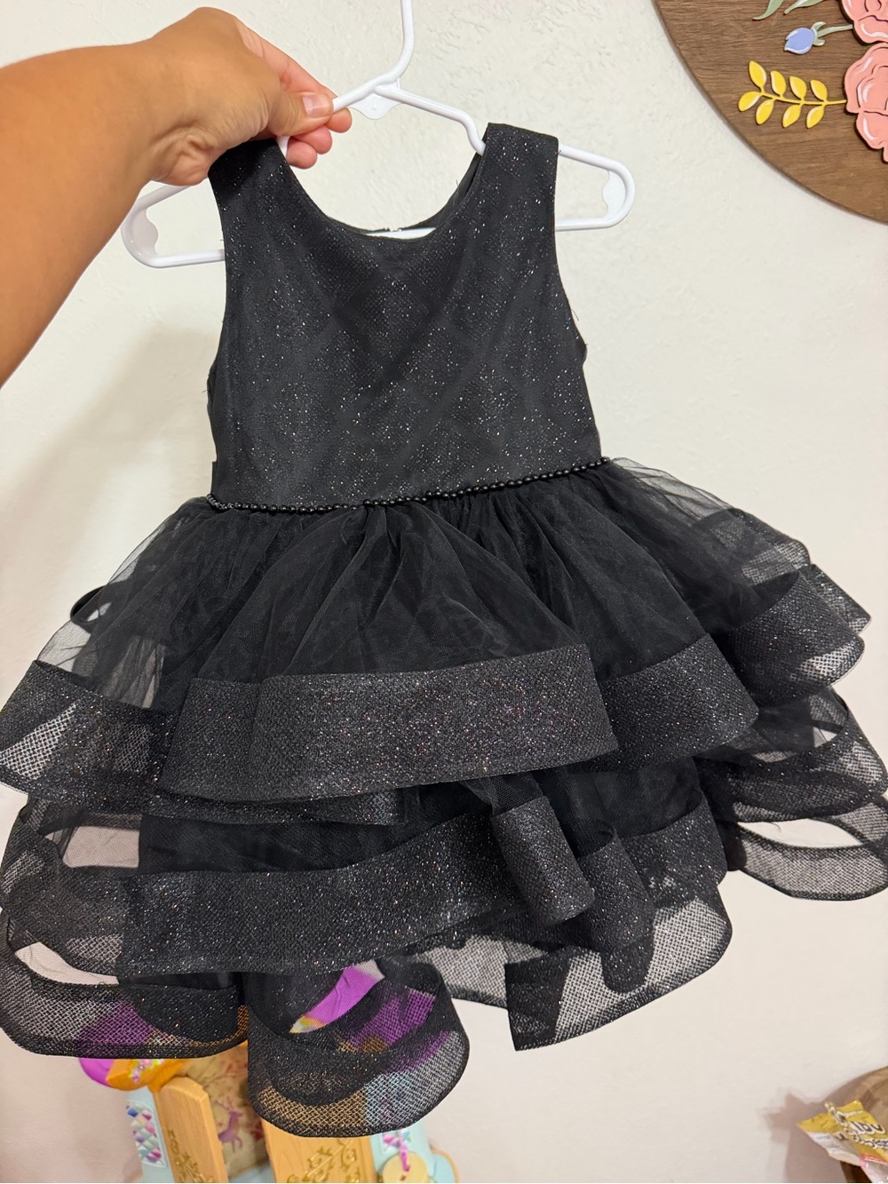 Tip Top Kids Black Glitter Tulle Party Dress